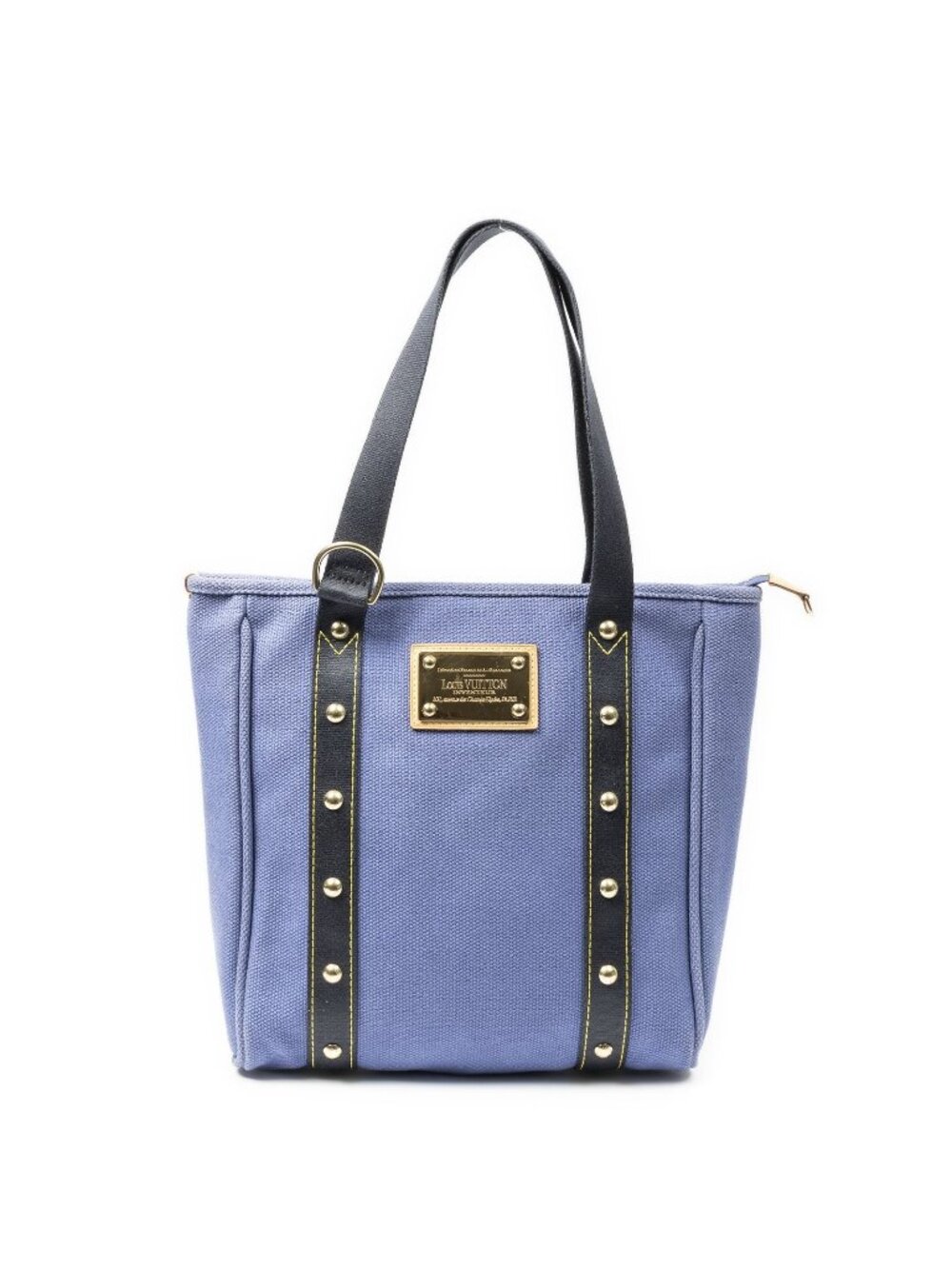 Louis Vuitton Antigua Cabas Purple Navy Blue Woven Canvas Shoulder Bag